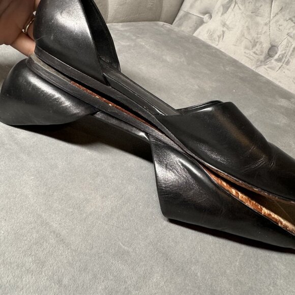 Vince Nina Pointed Toe D' Orsay Black Leather Flat Size 7 1/2 - Picture 5 of 12